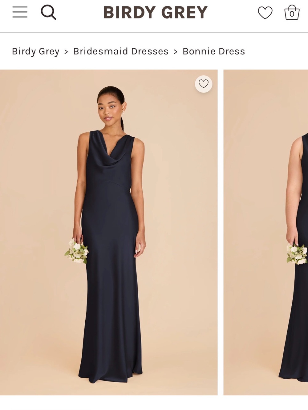 Birdy Grey Navy Satin Cowl-Neck Maxi Dress